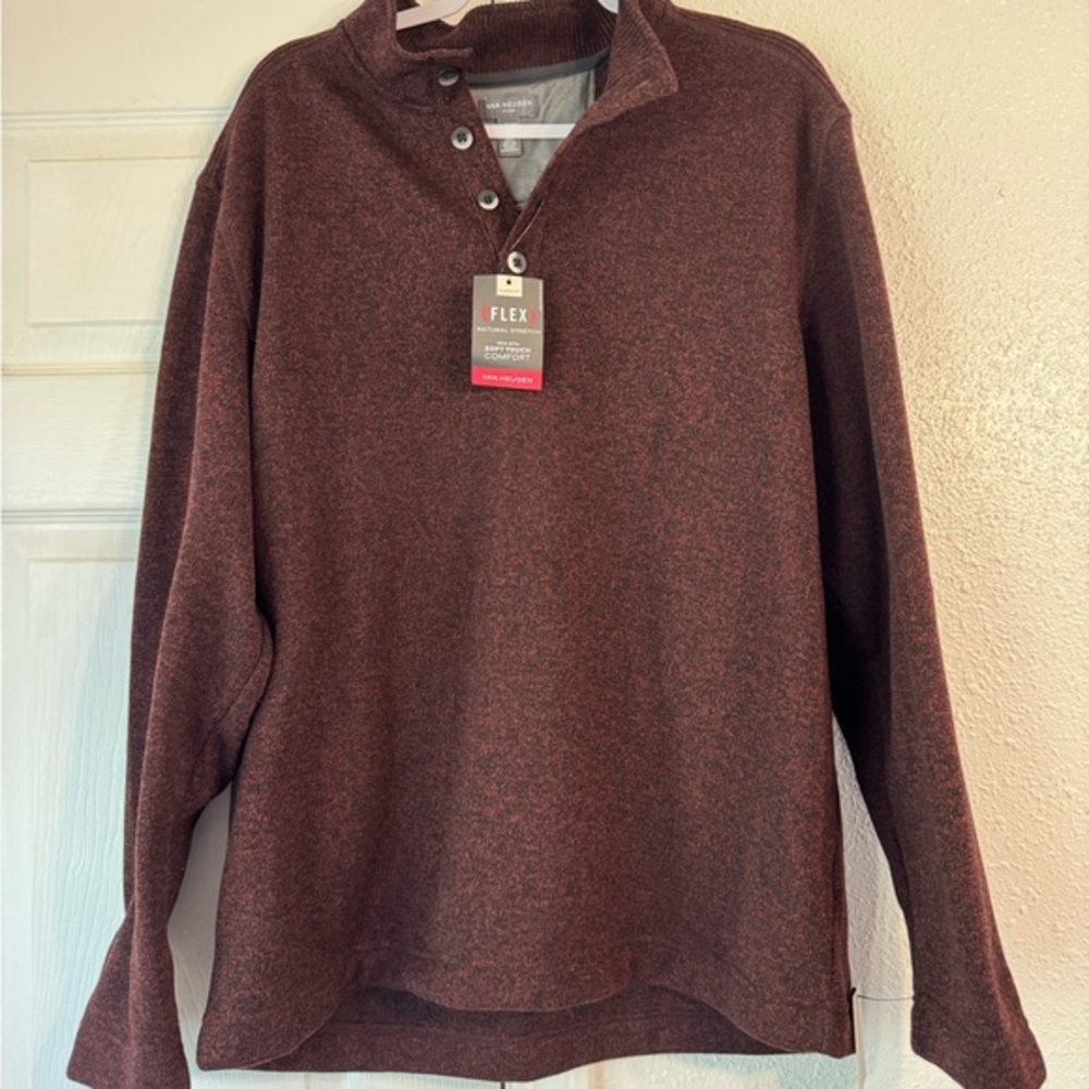 Van Heusen Men's Zip Up Sweater - black and maroon red